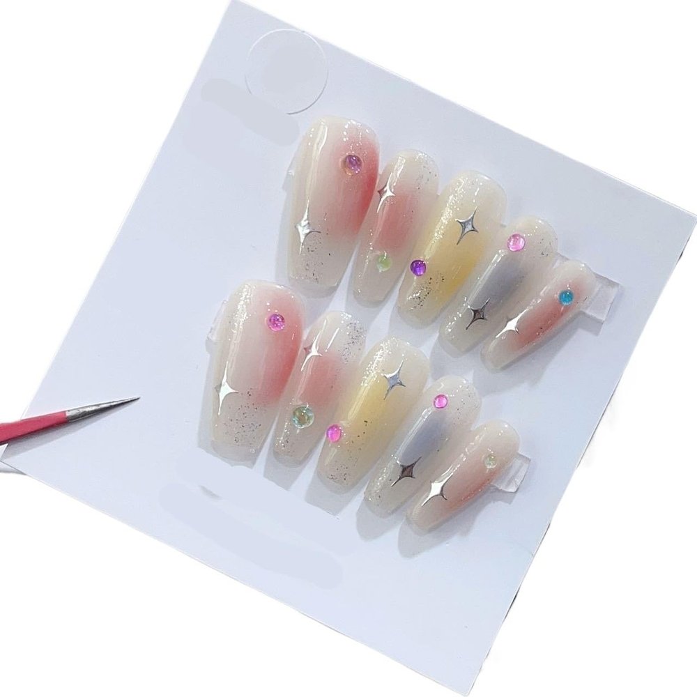Handmade Wearing Nail Art Long and Short Nail Art Fake Nail Patches(24265,M)