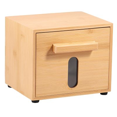 Bamboo Towel Container Face Towel Bamboo Storage Wood Tissue Box Drawer Design Washcloth XL Storage Box High Volume Suitable for Bathroom