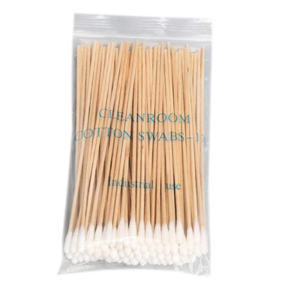 100/200Pcs 6 Inch Long Wooden Handle Cotton Swabs Single-Head Sterile Sticks Applicator For Wound Makeup