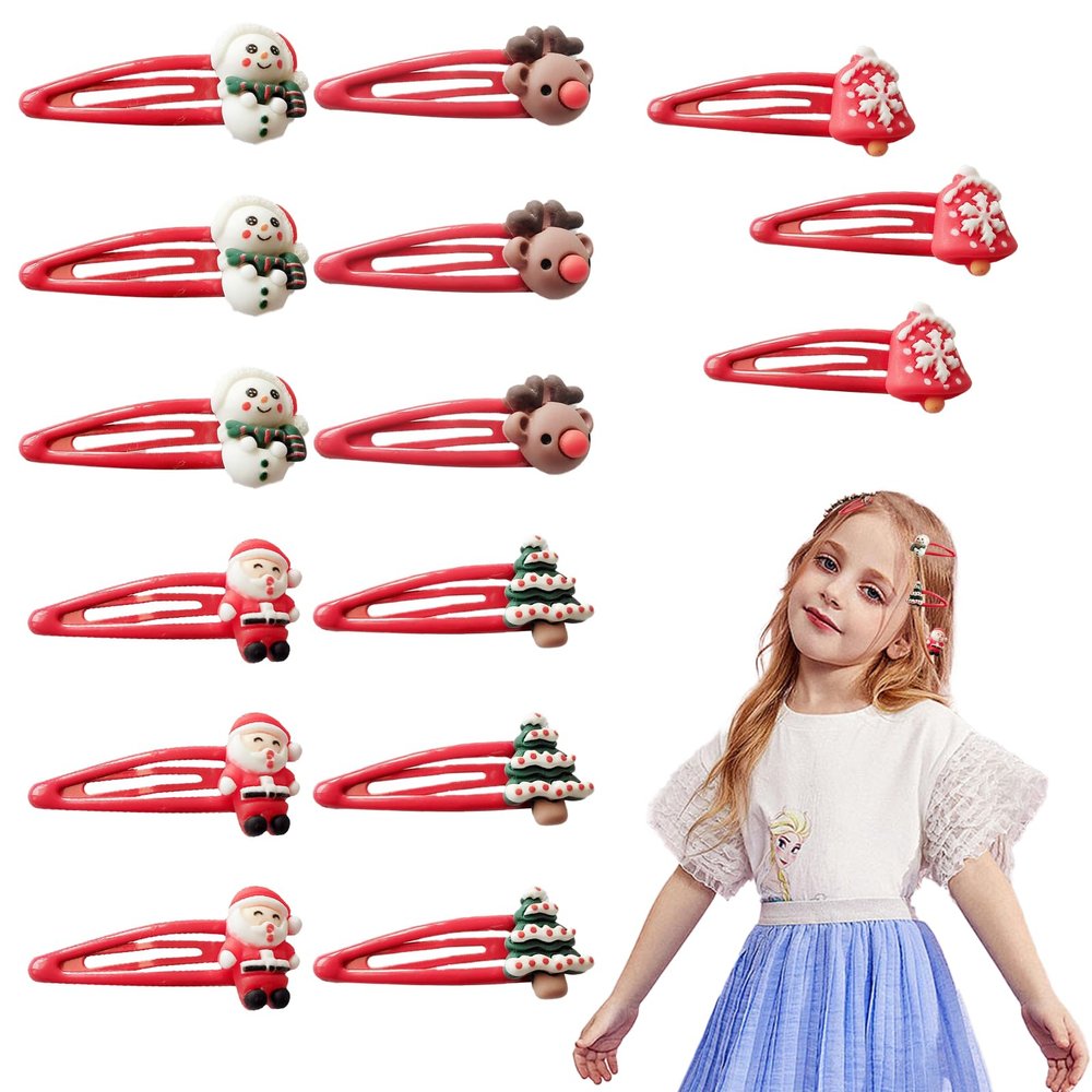 15 Pcs Christmas Hair Clips, Christmas Claw Clips, Red Hair Clips, Reindeer Hair Clip, Santa Hair Barrette, Metal Hair Clip, Christmas Snowman Hair Accessories for Women Girls