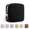 Playexen Period Bag for Teen Girls, Corduroy Sanitary Napkin Pouch, Black view 1