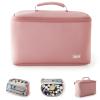KUSSHI Neoprene Train Case Makeup Bag - Washable Makeup Travel Bag & Vanity Case for Stress Free Travel (Large, Mauve/Stone) view 1