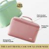 KUSSHI Neoprene Train Case Makeup Bag - Washable Makeup Travel Bag & Vanity Case for Stress Free Travel (Large, Mauve/Stone) view 3
