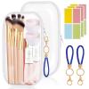 2 Pack Clear Hard Shell Zipper Case, 7.87"4.7"1.96" Zippered Hard Pouch for Toys, Building Blocks, Puzzles, Cosmetics, Travel Essentials, Hard Sided Pencil Case for Stationery Accessories view 1