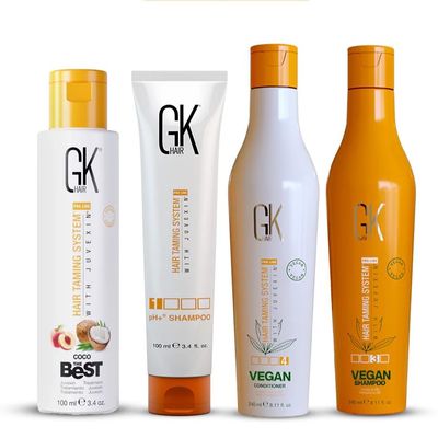 GK HAIR Vegan Shampoo Conditioner 8.11 fl oz Bundle with The Best Coco 3.4 fl oz and pH+ Shampoo 3.4 fl oz - Nourishing Hair Care Set for Healthy, Vibrant Hair