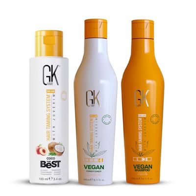 GK HAIR Vegan Shampoo Conditioner Duo 8.11 fl oz with The Best Coco 3.4 fl oz - Hydrating, Color-Safe Hair Care Set for Moisture, Shine, and Frizz Control Ideal Kit
