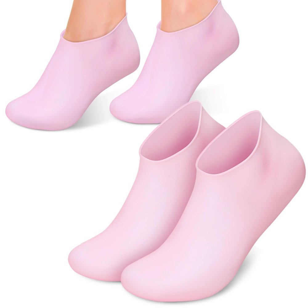 Baluue 2pairs Moisturizing Silicone Foot Socks Spa Covers for Dry Cracked Feet Reusable Gentle Skin for Home Pedicure