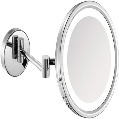8inch Bathroom Mirrors Wall Mounted,Folding 360 Swivel One-Sided Makeup Mirror Extendable Beauty Mirror Round Shape, Silver(Plug,10X)