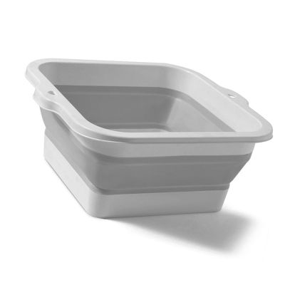 38 * 27 * 17CM Foldable Foot Bath Basin Multipurpose Large Capacity Silicone Folding Foot Soaking Bucket for Home Travel (Gray)