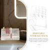 OHPHCALL Clear Cosmetic Organizer with Diamond Pattern Stylish Makeup Storage Holder for Lipsticks Perfumes Products Elegant Vanity for Bathroom and Bedroom Decor view 2