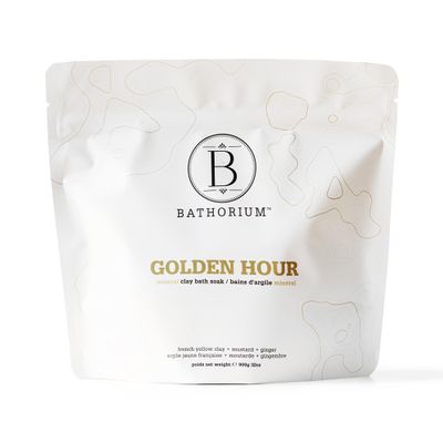 Bathorium Golden Hour Mud Mineral Soak, Detox Bath Soak with French Grey Sea Salt, Ginger & Mandarin, Sinus Relief & Recovery, pH-Balanced for Women, Approximately 3 Baths, 32 oz