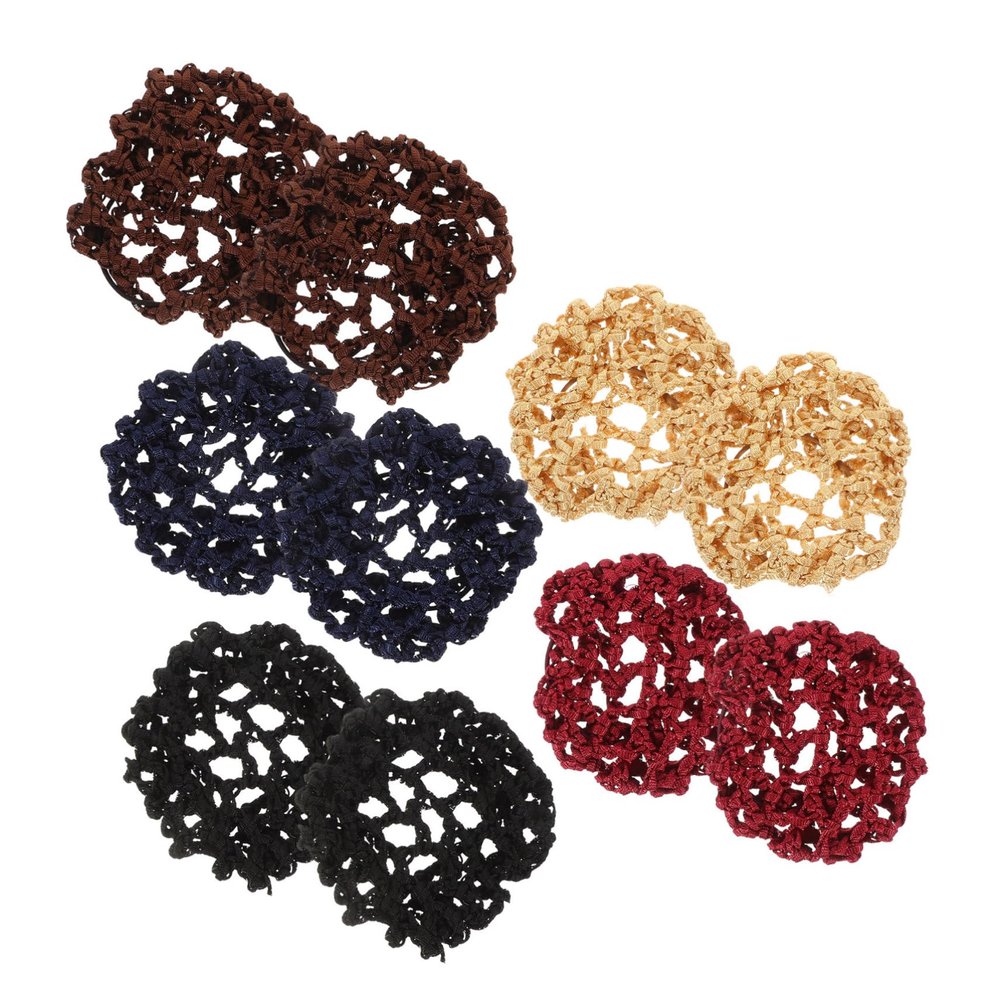 IWOWHERO 10pcs Hair Bun Covers Invisible Hair Nets for Dancers Black Khaki for Weddings Proms Everyday Use