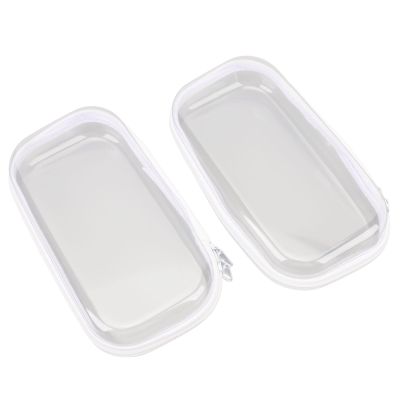 2 Pack Makeup Cosmetic Bag, Clear Hard Shell Zipper Case Secure Zipper Closure, Stackable Versatile Storage Containers Organizer Bin for Organizing Cosmetics, Toys, Chargers