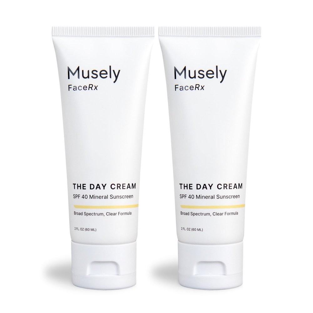 Musely Day Cream Mineral SPF 40, Clinical Grade Sunscreen, Broad-Spectrum, Water Resistant, 2 Fl Oz, Clear Color, 2x Bundle