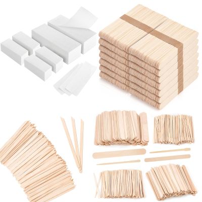 600-Count Non Woven Wax Strips and 3200Pcs 5 Style Assorted Wood Waxing Sticks