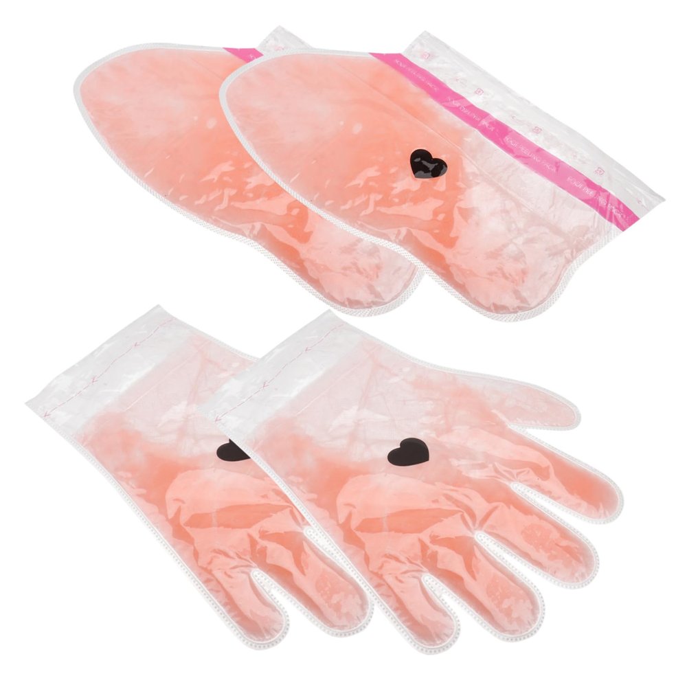 Beatifufu 2pairs Peach Paraffin Wax Therapy for Hands and Feet Exfoliating Scrub Gloves Included Moisturizing Wax Covers for of Hand and Foot Masks