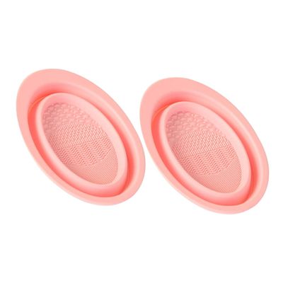 FRCOLOR 2pcs Foldable Makeup Brush Cleaner Pad Cleaning Mat for Women Reusable and Space-saving Scrubber for Makeup Brushes Sponges and Tools