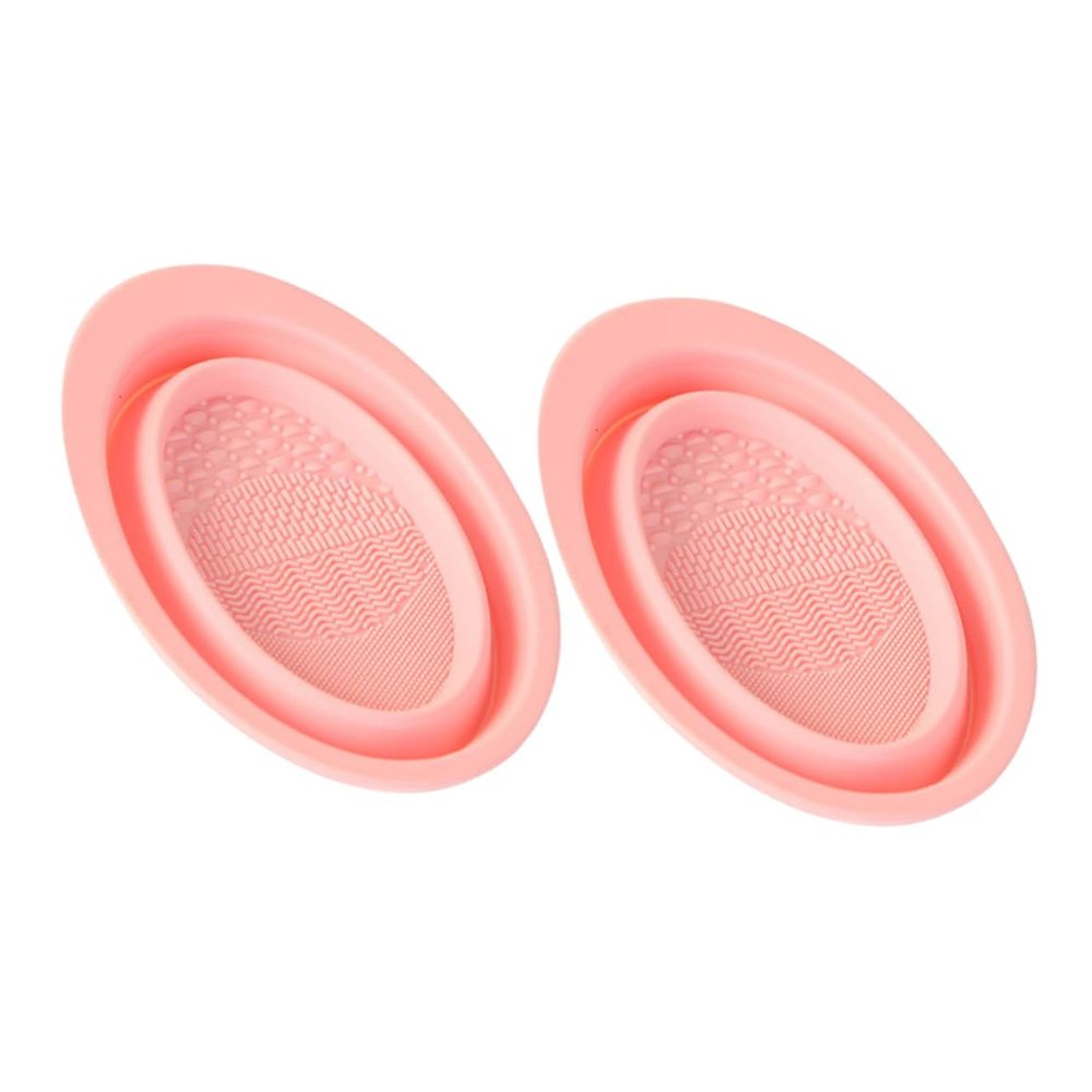 FRCOLOR 2pcs Foldable Makeup Brush Cleaner Pad Cleaning Mat for Women Reusable and Space-saving Scrubber for Makeup Brushes Sponges and Tools