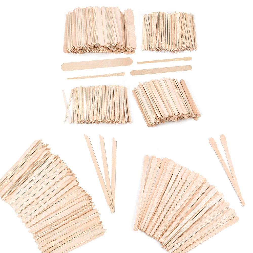 3200 Pcs 5 Style Assorted Wood Waxing Sticks for Hair Removal and Wood Craft Sticks