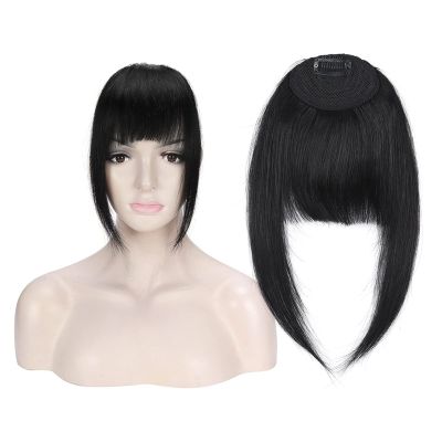SOPAMI Wigs Human Hair Real Human Hair Fringe Bangs Swept Natural look Hair Piece Pelucas De Mujer Pelo Humano(02)