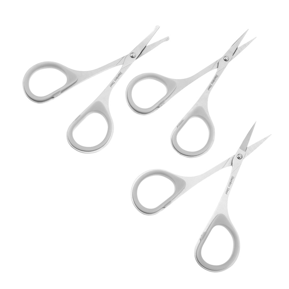 TOYZFRIENDY Travel Lightweight and Compact Men's Beard Scissors Set 3pcs Stainless Steel Makeup Scissors and Nose Hair Trimmer