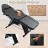 FOUR CLOVER Massage Salon Tattoo Chair Esthetician Bed with Two Trays, Multi-Purpose 3-Section Facial Bed Table, Adjustable Beauty Barber Spa Beauty Equipment with Hydraulic Stool, Black view 3