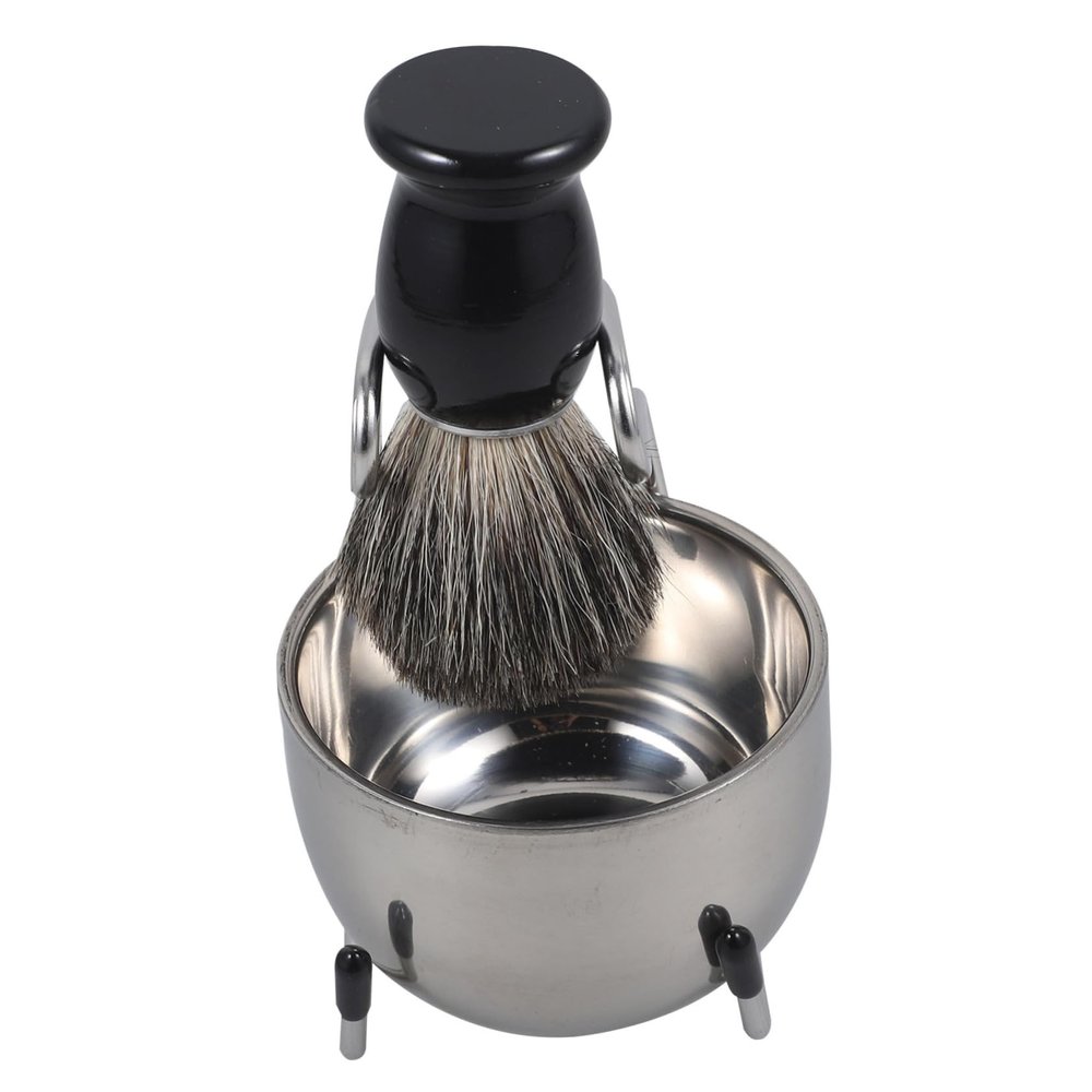 MERRYHAPY 1set Practical Beard Shaving Brush Kit Foaming Bowl and Stand for Men Includes Hair Brush Stand and Shaving Bowl Enhanced Grooming