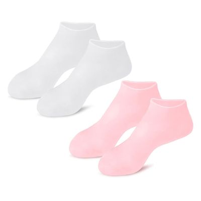 MERRYHAPY 2pairs Moisturizing Socks for Cracked Heels of Softening Foot Care Socks Gentle Exfoliation and Hydration for Home White Pink