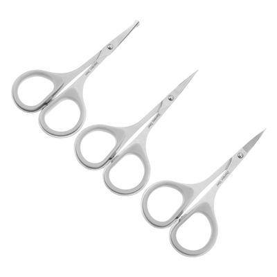 Beatifufu 3pcs Stainless Steel Eyebrow and Beard Scissors Set Grooming Kit Precision Blades for Facial Hair Trimming for Men and Women Includes Curved and Rounded Tip Scissors