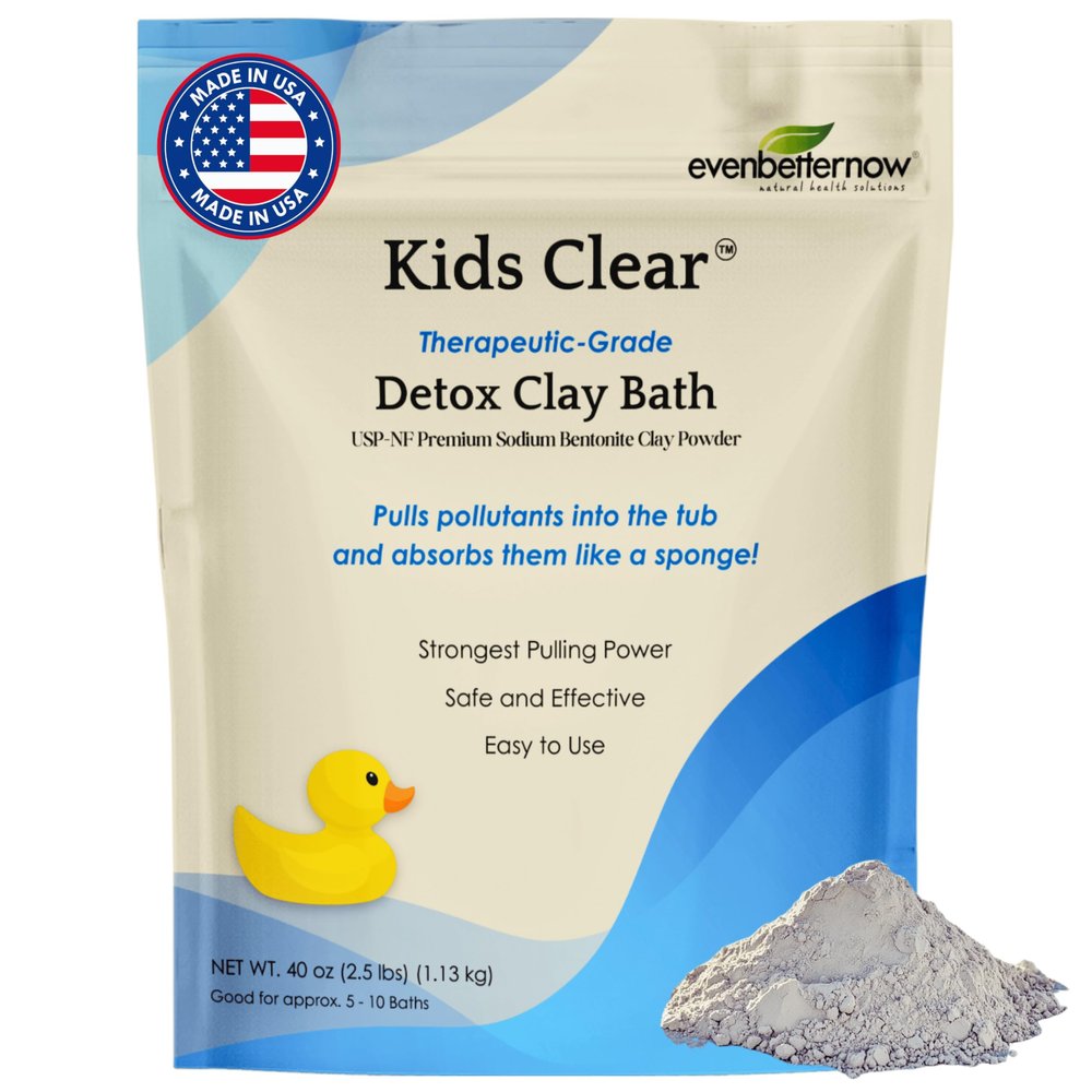 Kids Clear Detox Clay Bath, 100% Pure Sodium Bentonite - Cleansing and Purifying, by -Evenbetternow LLC 2.5 lb (40 oz) Standard Size