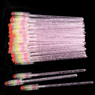 300 Pack Disposable Mascara Wands for Eyelash Extensions Eye Lash Applicators Makeup Brushes Tool kits, Crystal Pink Handle