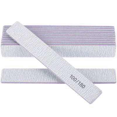 100/180 Grit Nail Files for Acrylic Nails, Rectangle Double Sides Emery Boards Fingernail Files Professional Nail Buffering Files, 12 Pack
