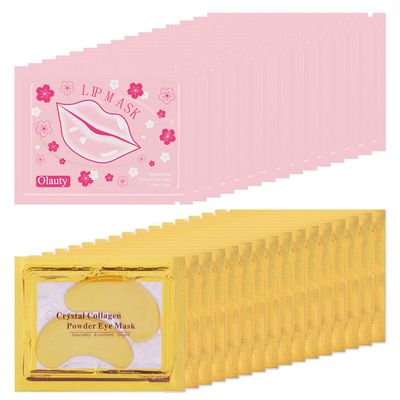 30 Pairs Lip Mask & Eye Mask, Crystal Collagen Eye Patches for Puffy Eyes, 24K Gold Gel Crystal Collagen Lip Mask Bulk, Effectively Nourishes the Lip Skin, Anti Wrinkle Patches for Lip, Hangover Kit