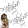 SmallCat 2 PCS Rhinestone Hair Comb, Silver Wedding Hair Combs, Sparkly Crystal Bridal Hair Accessories for Women, Brides for Wedding, Prom, Engagement, Christmas view 1