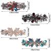 4Pcs Sparkling Rhinestone Hair Barrettes,Flower Pearl Crystal Hair Clip Butterfly Rhinestone Spring Hair Barrette Clip Alloy Press Button Ponytail Braid Plate Hair Barrettes For Women Accessories view 2