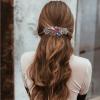 4Pcs Sparkling Rhinestone Hair Barrettes,Flower Pearl Crystal Hair Clip Butterfly Rhinestone Spring Hair Barrette Clip Alloy Press Button Ponytail Braid Plate Hair Barrettes For Women Accessories view 4