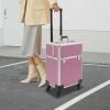 Eleeferri Rolling Makeup Train Case, Rolling Trolley Cosmetic Case, Portable Manicure Storage Case, Jewelry Travel Cosmetic Train Case with 4 Wheels for Manicurists Makeup Artists Pink view 2