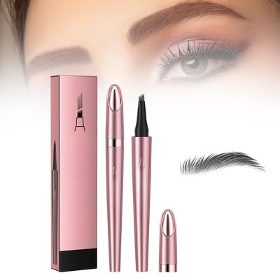 2PCS Waterproof Eyebrow Pen, 4-Tip Eyebrow Pencil Natural Makeup Fine Stroke Magic 3D Microblading Eyebrow Pencils for Women (Gray)