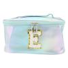 VOCOSTE 1 Pc Women Square Letter E Makeup Bag for Vacation Outdoor Activities Blue view 1