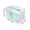 VOCOSTE 1 Pc Women Square Letter E Makeup Bag for Vacation Outdoor Activities Blue view 3