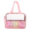 VOCOSTE 1 Pc Women Clear Letter D Makeup Bag for Vacation Outdoor Activities Pink view 1
