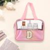 VOCOSTE 1 Pc Women Clear Letter D Makeup Bag for Vacation Outdoor Activities Pink view 2