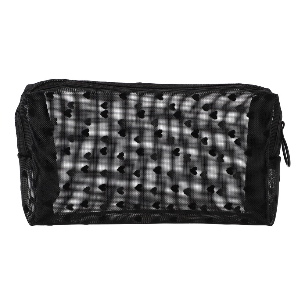 VOCOSTE 1 Pc Women Medium Mesh Octagonal Cosmetic Bag for Outdoor Activities Black