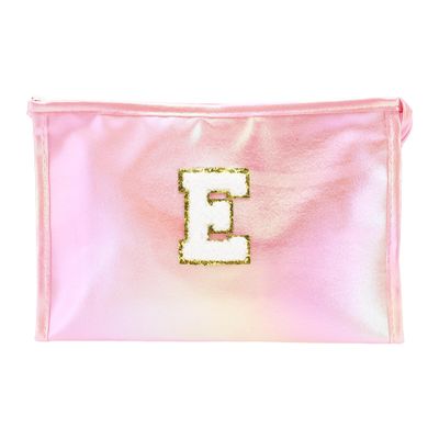 VOCOSTE 1 Pc Women Durable Letter E Makeup Bag for Vacation Outdoor Activities Pink