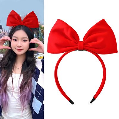YALLNASL Big Red Bow Headband for Women Girls Knotted Headbands for Thin Thick Hair Decorations for Braids Ponytails Hair Accessories for Women Girls Red Bowknot Headbands for Halloween Hairband