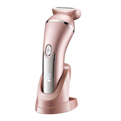 3 in 1 Electric Bikini Trimmer for Women Hair Groomer Painless Removal Non Allergenic Rechargeable Bikini Clipper with 3 Heads Pink