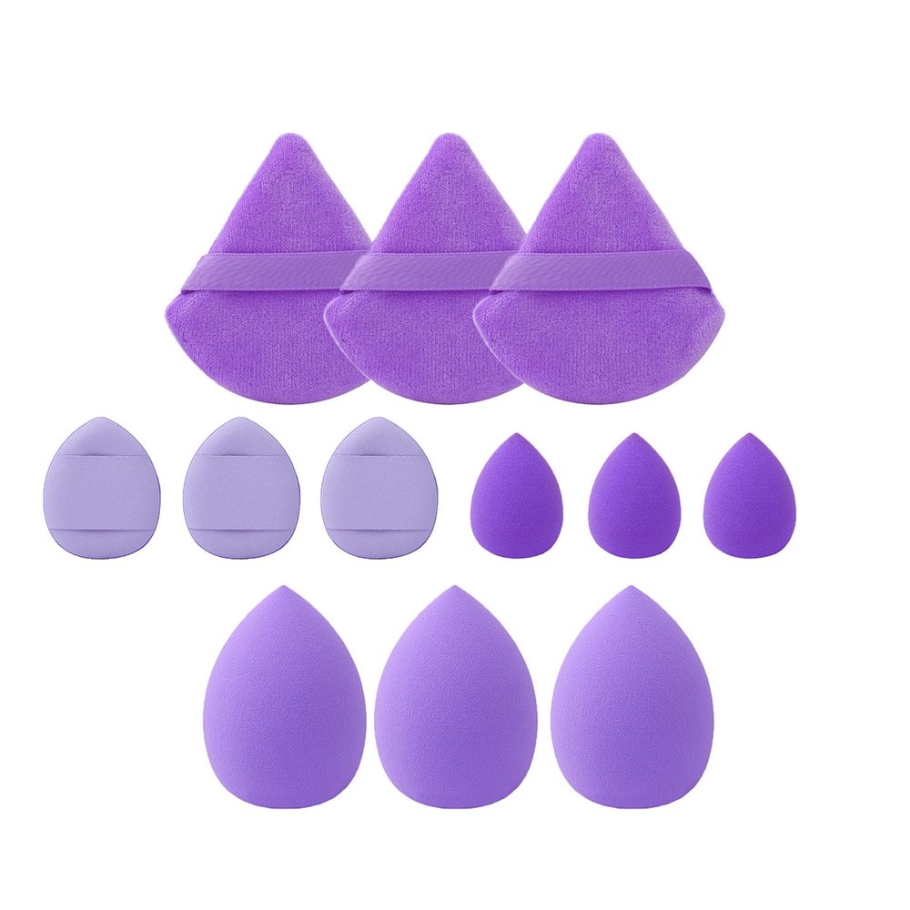 12 pcs Makeup Sponge Blender Sponges for Liquid, Cream, and Powder, Make up sponges for foundation Powder Puff Face Triangle Face Makeup Puff Wet Dry Dual-Use (Purple)