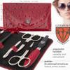 3 Swords Germany - brand quality 7 piece manicure pedicure kit set - nail care tools by 3 Swords - red ostrich optic view 4