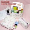 Peaujiey Quilted Makeup Bag Set, 3 PCS Pink Bow Makeup Bag for Women and Girls, Large Cotton Cosmetic Bag Pink Flower Travel Toiletry Bag view 4