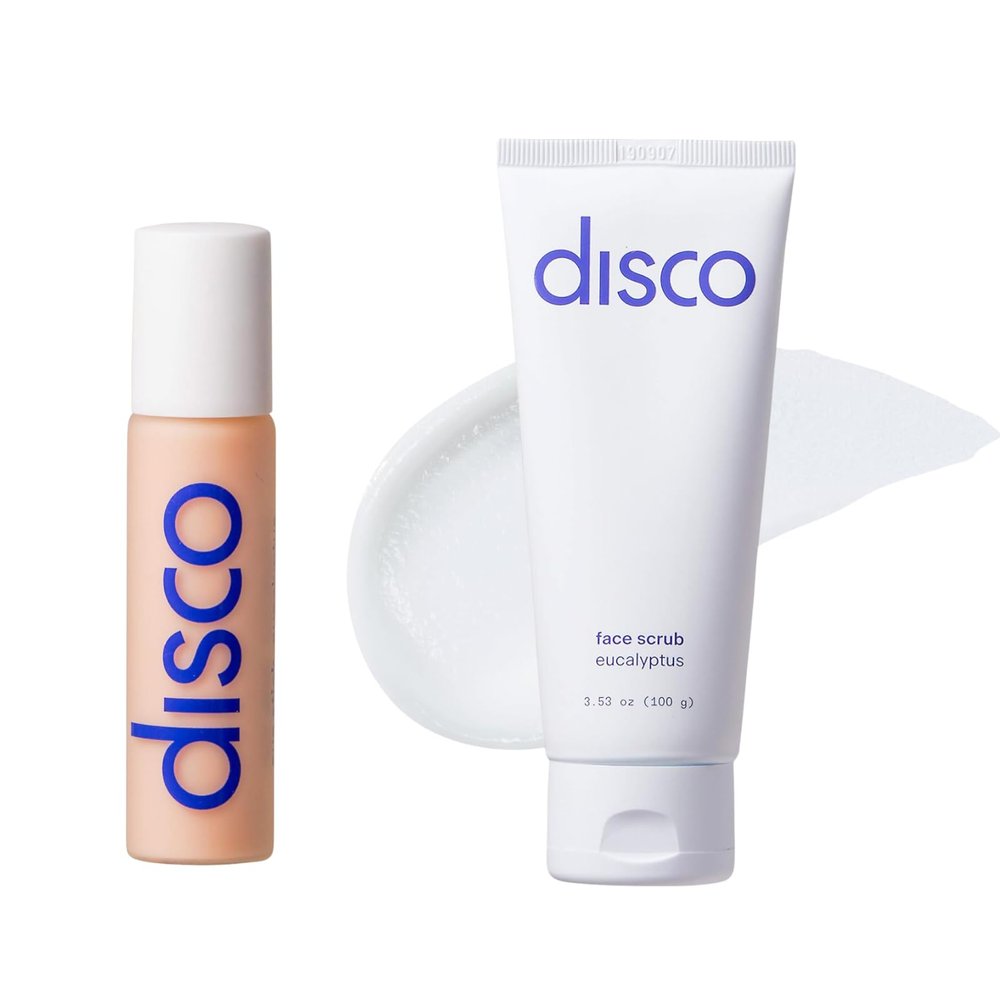 Disco Eye Stick & Exfoliating Eucalyptus Face Scrub Anti-Aging Eye Stick for Puffiness & Dark Circles + Face Scrub Men's Skincare Essentials, All-Natural & Paraben-Free